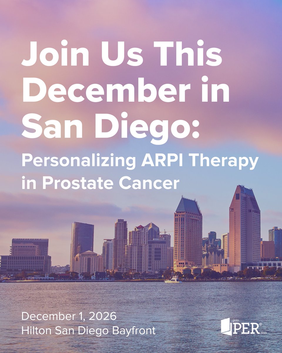 gotoPER's tweet photo. Join us for an interactive, case-based discussions on personalizing ARPI therapy, treatment intensification, sequencing, and managing treatment-related adverse events.

📍 Hilton San Diego Bayfront and Virtual
🗓️ December 1, 2026
🔗 Register: https://t.co/MgoCeMFPLQ
@RKSayyid https://t.co/HiP3hKegsg