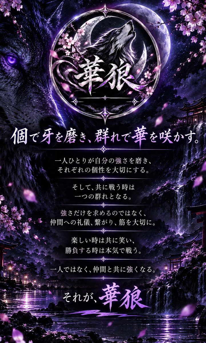 ru_kyon0513's tweet photo. 本日より――
軍団【華狼】正式始動 🐺🌸

ゼロからのスタート。
仲間を大切に、礼儀と筋を忘れず、
一人ひとりが「華狼でよかった」と思える軍団へ。

ここからみんなで歴史を作っていく。

華狼、始めます。

#荒野行動 #荒野行動軍団 #華狼 https://t.co/7mCmFmxUUC