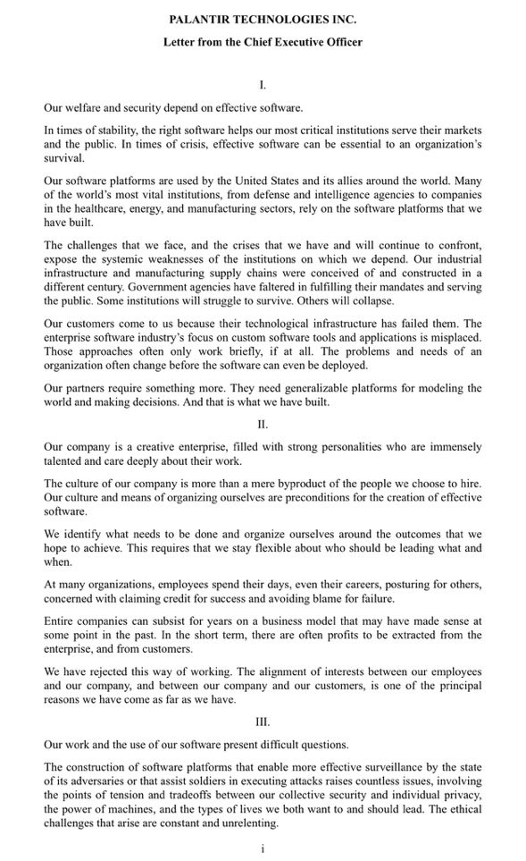 JackPrescottX's tweet photo. Palantir went public 6 years ago today. 

It is worth your time to go back and read Karp’s letter from the DPO: 

Karp’s letters will be studied one day. https://t.co/Q4JsO5Z3Uh