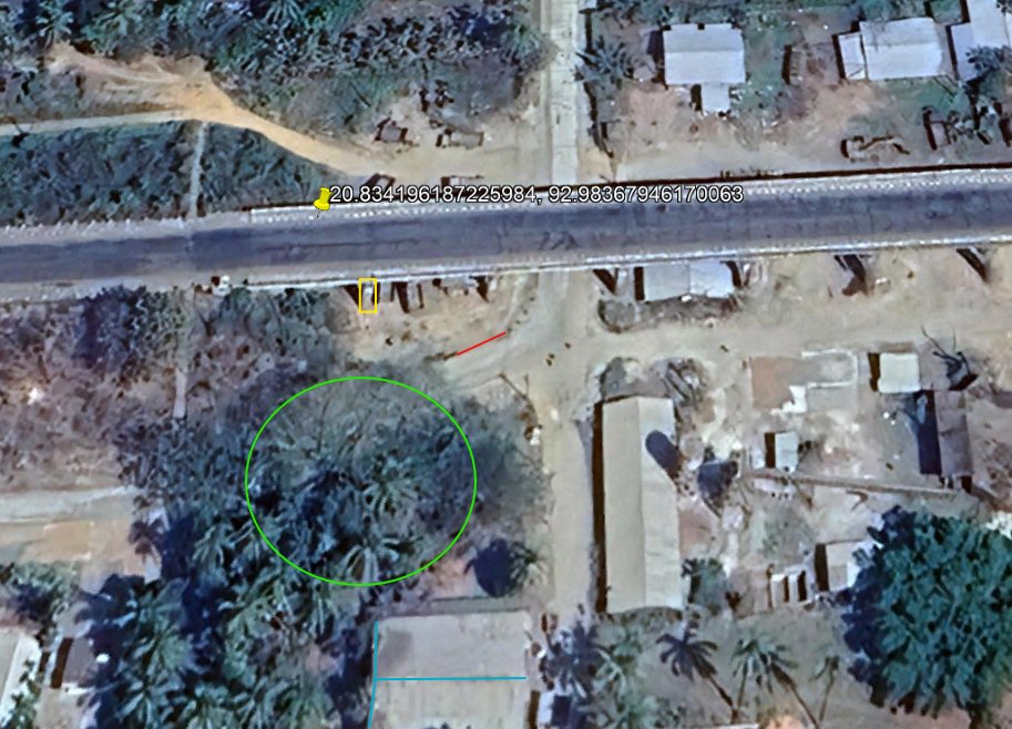 Pythafix_'s tweet photo. 🇲🇲 | #Myanmar 
Geolocation of the strike that hit the Kacchapanadi Bridge in Kyauktaw.  
Coordinates: 
20.834196187225984, 92.98367946170063
@GeoConfirmed 
https://t.co/SET23eDDVo https://t.co/pyqmY8C7XP
