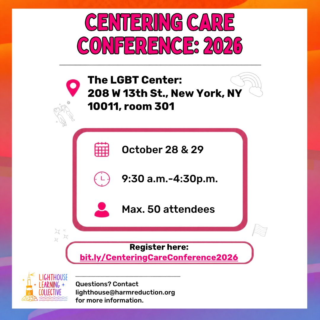 HarmReduction's tweet photo. Join NHRC's @HRC_Lighthouse for its 2nd-annual #CenteringCare Conference happening in Oct.! This event is free w/ capacity for 50 attendees —  grab your spot today! 
Register: https://t.co/u2Zr0cwKAe

#HarmReduction #HarmReductionSavesLives #Liberation #HarmReductionIsHealthCare https://t.co/MwVZN7tqnu