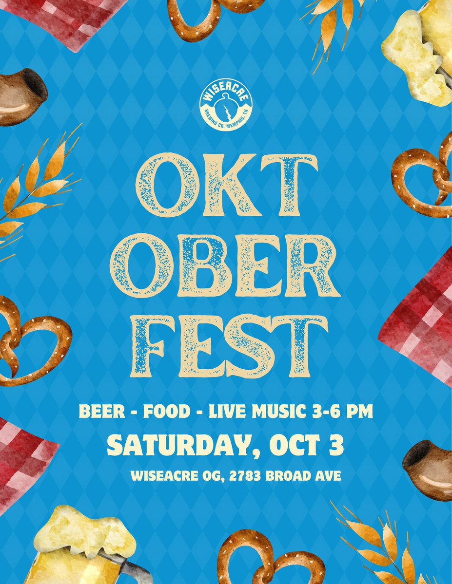 wiseacrebrew's tweet photo. Zicke zacke, zicke zacke, hoi hoi hoi! 🍻

Oktoberfest returns to WISEACRE OG this Saturday, October 3, from 12-10 PM!

Dust off your steins and get ready for a full day of great food, award-winning beer, live music from 3-6 PM, and of course some Oktoberfest fun! https://t.co/co4cISZqTE