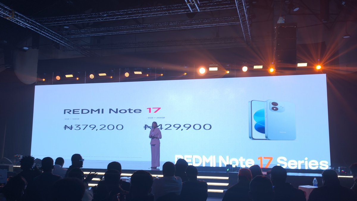 ani_kudi's tweet photo. The prices of the Redmi Note 17 Series have been revealed by @XiaomiNigeria.
#XiaomiFansNigeria
#XiaomiFansAtLaunch
#REDMINote17Series
#REDMI https://t.co/utkJ3NxxOe