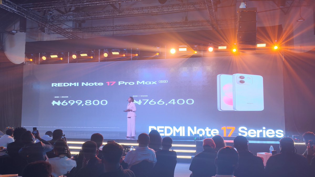 ani_kudi's tweet photo. The prices of the Redmi Note 17 Series have been revealed by @XiaomiNigeria.
#XiaomiFansNigeria
#XiaomiFansAtLaunch
#REDMINote17Series
#REDMI https://t.co/utkJ3NxxOe