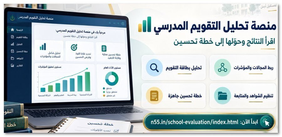 classmee22's tweet photo. 📌 رائع لمديري المدارس : 

تحويل نتائج التقويم (الخارجي - الذاتي )
 إلى خطة تحسين .
- منصة تحليل التقويم المدرسي 
تستطيع: قراءة بطاقة التقويم ربط المجالات بالمؤشرات 
تحديد نقاط القوة وفرص التحسين 
إعداد خطة تحسين جاهزة قابلة للتعديل

#تعليم_الرياض

https://t.co/wHZfJwZuoR https://t.co/IvfKXAWuV1