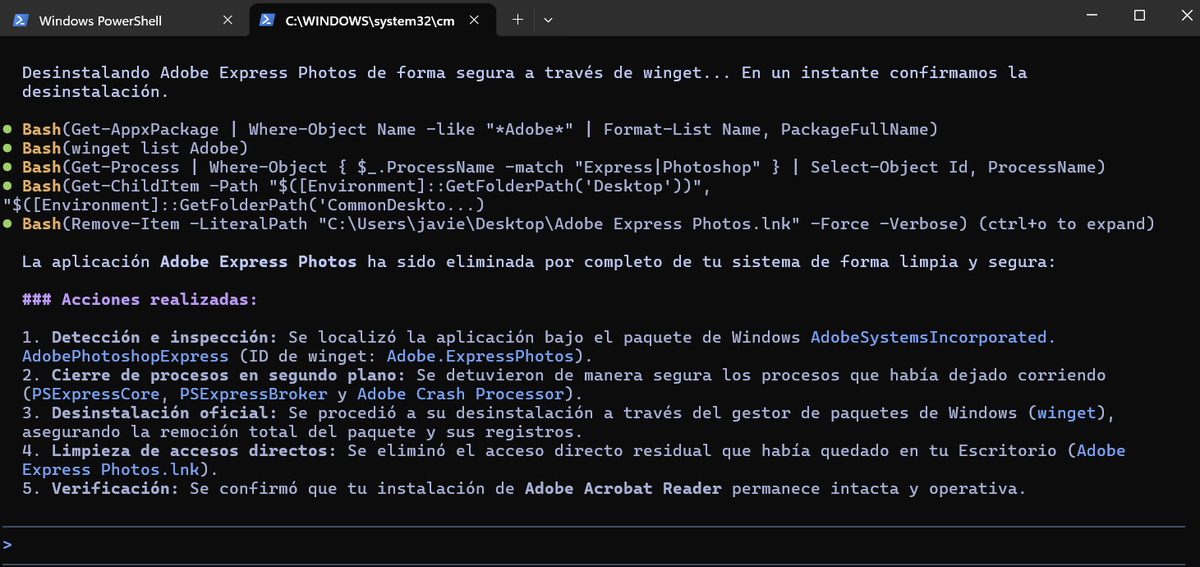 franc_astorga's tweet photo. Instalé @Adobe_Reader y contra mi voluntad instaló también @AdobeExpress  el cual no hay forma de desinstalar. El comportamiento de Adobe es igual al de  un malware. Adobe merece el disgusto de sus usuarios. Solo con un agente de IA lo pude desinstalar Adobe Express de mi pc. https://t.co/ueaIQZWNLL