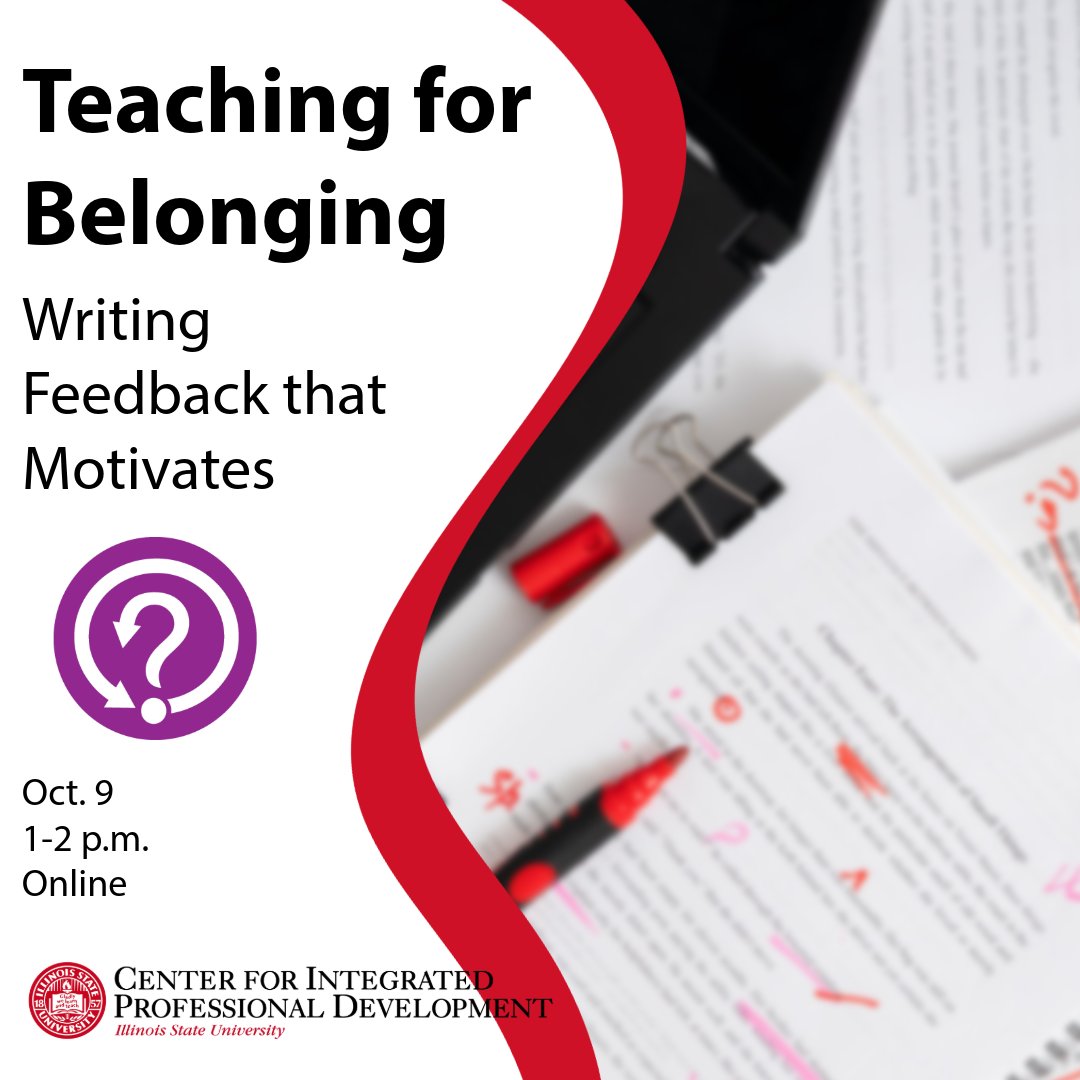 ProDevISU's tweet photo. How we word feedback can make all the difference. 💬

Join us for our third Teaching for Belonging workshop to explore why feedback lands emotionally and how to create comments that encourage students to engage, improve, and feel they belong.

Register at https://t.co/GsobSbCuqd https://t.co/AcTMMezqnM