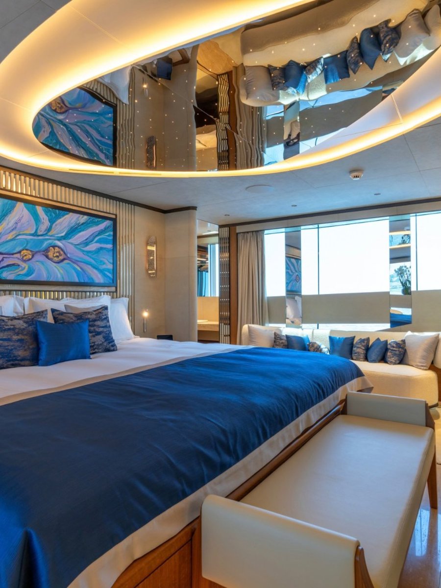 OCyachts's tweet photo. ETERNAL SPARK was built by Bilgin in 2024 exclusively for charter, and a day on board shows why.

Mornings can start in the beach club's Finnish sauna, followed by the ice fountain and a session on the lift eFoils or Seabobs with the certified instructors of her RYA-approved watersports centre. Come evening, there are five bars to choose from, one on every level, and two cinema spaces for when the group wants to settle in.

She sleeps 12 guests in 6 en suite staterooms and is available this October in the Balearics and South of France.

Charter rate is from EUR 334,800 weekly.
🔗 https://t.co/whQ5ShveOR