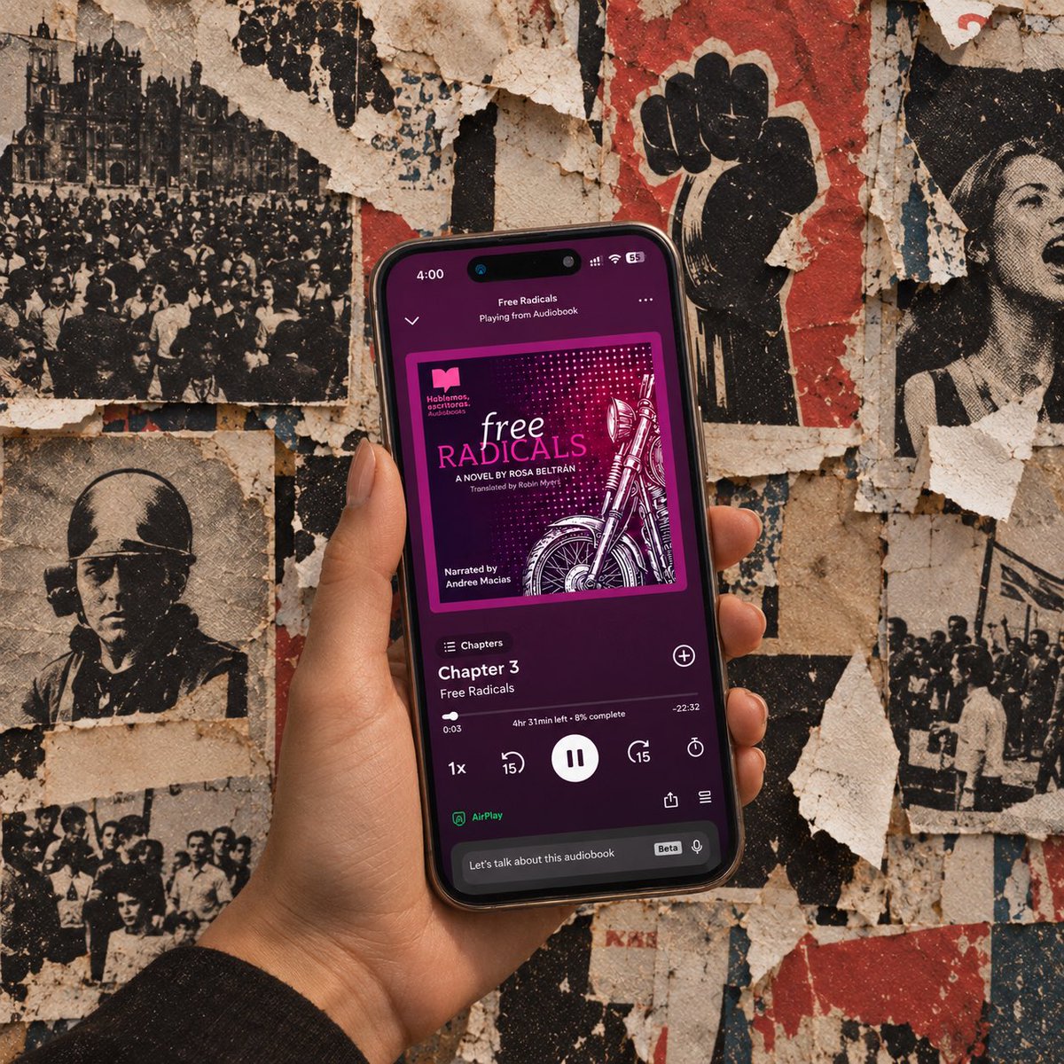 HabEscritoras's tweet photo. 🎧 Looking for your next audiobook?

In 1968, students across Mexico took to the streets demanding freedom, democracy, and a different future. In Free Radicals by Rosa Beltrán, that political awakening becomes deeply personal: a generation begins questioning everything—from the country they live in to the lives they are expected to lead.

Start listening at the link in bio.

@RosaBeltranA @Adriana_HabEsc