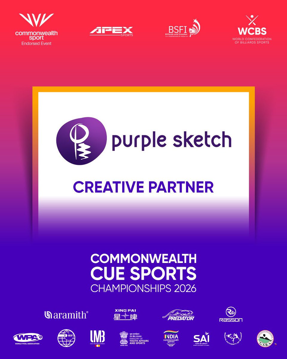 commonwealthcue's tweet photo. A global championship deserves a creative vision to match. 🎨🎱

Proud to be the Creative Partner for the Commonwealth Cue Sports Championships 2026, shaping its visual identity and creative expression on the global stage.

#PurpleSketch #CreativePartner #CommonwealthCueSports https://t.co/TMtGXdljHS