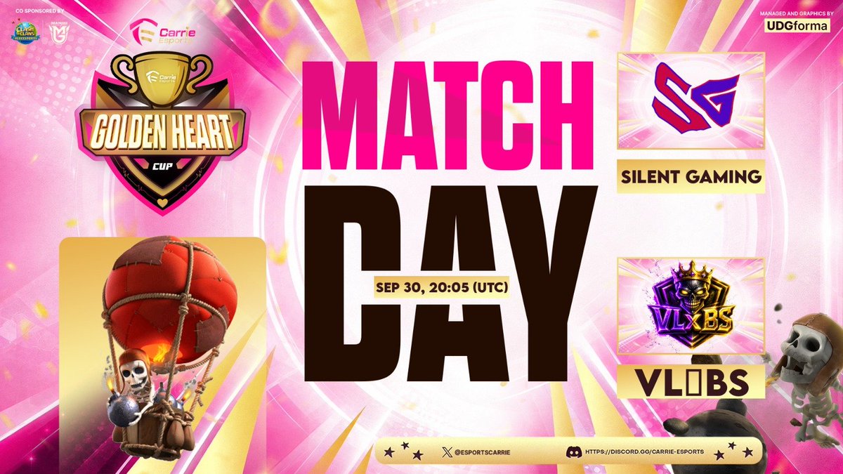 EsportsCarrie's tweet photo. More Round of 16 action incoming. ππ
βοΈ Opanki Esports vs DSG South β 18:05 UTC
βοΈ Silent Gaming vs VLxBS β 20:05 UTC
βοΈ Tribe Gaming vs Displaced β 18:05 UTC
βοΈ Battle Time vs NGJC β 12:30 UTC
#GoldenHeartCup #FarewellEdition https://t.co/ShvzXNkCts