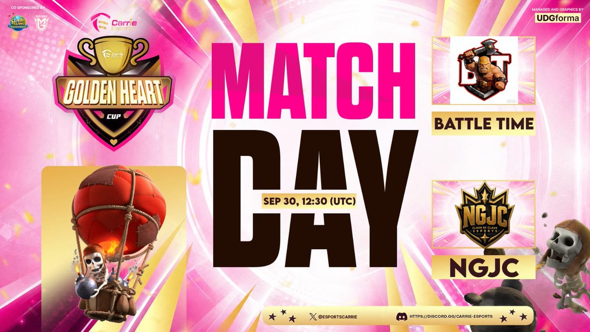 EsportsCarrie's tweet photo. More Round of 16 action incoming. ππ
βοΈ Opanki Esports vs DSG South β 18:05 UTC
βοΈ Silent Gaming vs VLxBS β 20:05 UTC
βοΈ Tribe Gaming vs Displaced β 18:05 UTC
βοΈ Battle Time vs NGJC β 12:30 UTC
#GoldenHeartCup #FarewellEdition https://t.co/ShvzXNkCts