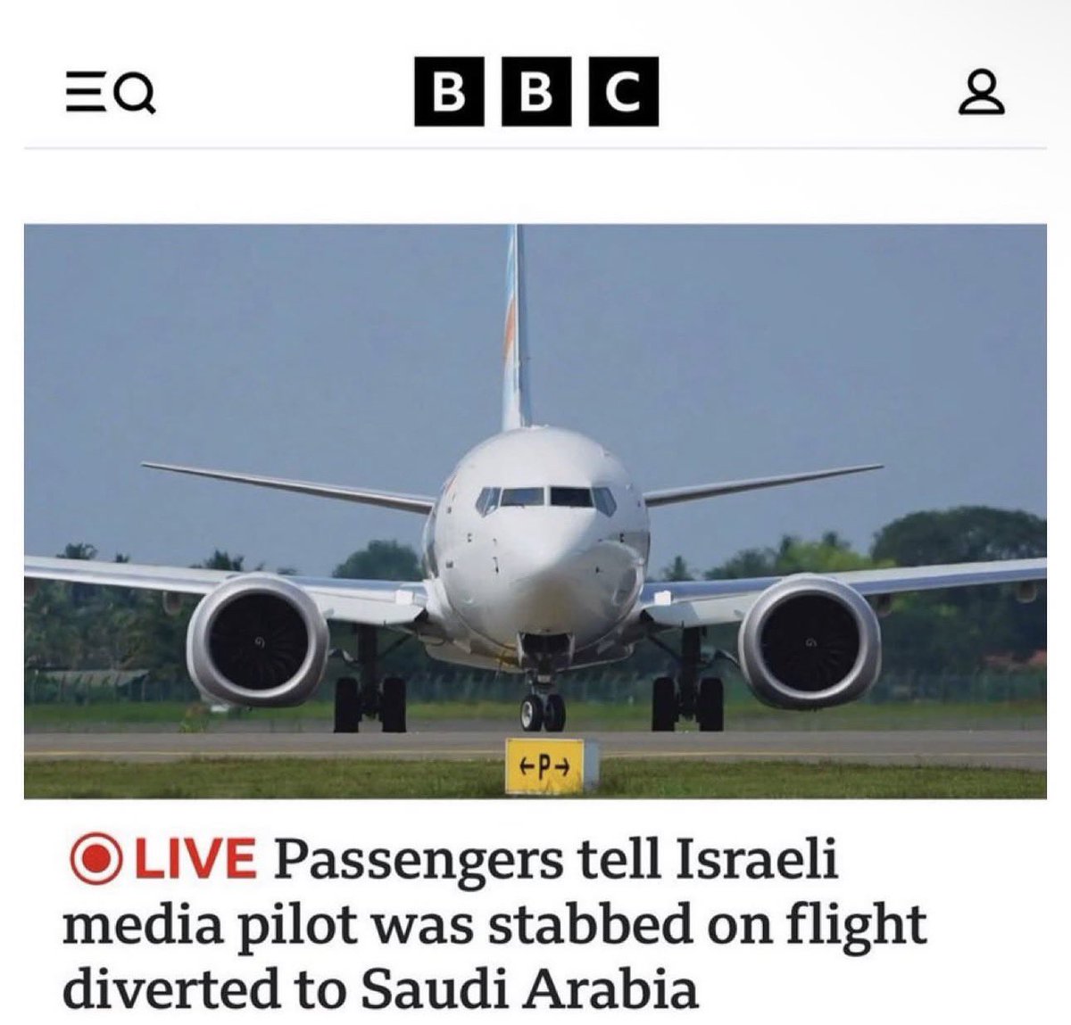 miatalias's tweet photo. “Israeli passengers broke into cockpit as plane becomes conscious and rightfully heads for settler buildings in occupied Tel Aviv, they then beat up and detain a Muslim co-pilot as the other Muslim pilot bled from a knife attack”

I think I did better are u looking for interns? @BBC
