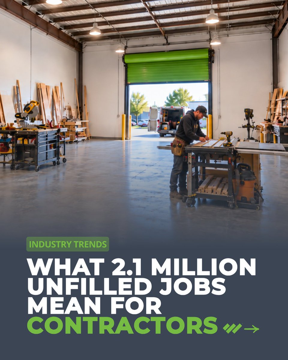 WorkBayOfficial's tweet photo. The skilled trades shortage is already changing how contractors work.

With millions of skilled trade positions projected to go unfilled, small contractors may need to find new ways to make the most of the crew they have. That can mean better organization, smarter job staging, and a dedicated workspace that keeps tools, materials, and daily operations in one place.

Our latest blog looks at what the skilled labor shortage could mean for contractors and how the right workspace can help smaller crews operate more efficiently.

Read the latest WorkBay blog to learn more.

#SkilledTrades #Contractors #ConstructionBusiness #TradeBusiness #SmallBusiness #WarehouseSpace #WorkSpace #WorkBay