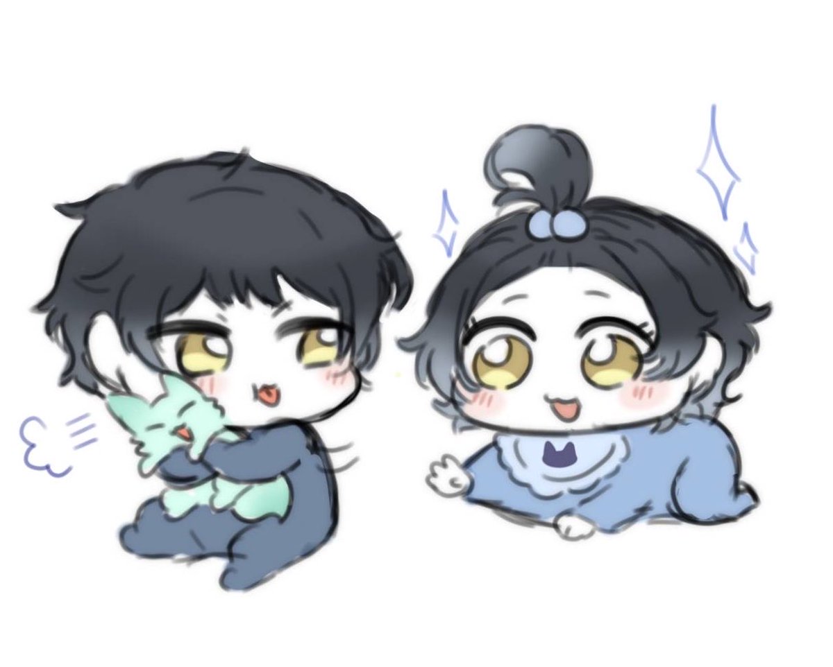 HikakuMichi's tweet photo. [Baby Haki and Hika 💙]

Dedek pelit gk mau bagi mainannya 😤
#Hikaocs https://t.co/VuBx5FAWvw