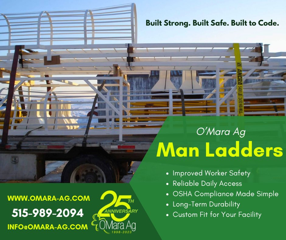omara_ag's tweet photo. When worker safety and operational uptime are on the line, your access system isn’t the place to compromise.
#Manufacturing #FixedLadders #IndustrialEquipment #Agriculture #BuiltForSeed #MadeInUSA #MetalFabrication #AgServices #Industrial #Construction #AgEquipment #ManLadders https://t.co/boIAFlZNzp