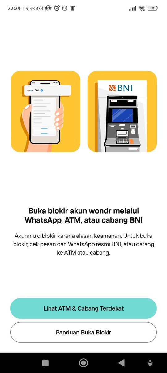 kwlnaaaf's tweet photo. @BNICustomerCare min ini aplikasi wondr suamiku tiba" kek gini, first time pake bni karna sebelum"nya gaji melalui ma*diri trs per periode skrg pindah bni tiba" kek gini dan gadapet pesan apa" di wa suami. solusinya kek mana ini mau transaksi gabisa sedangkan saldo gaji disitu https://t.co/P1mFlKKibq