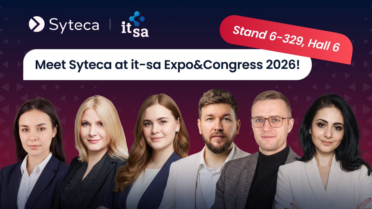 SytecaPlatform's tweet photo. 🚀 Meet the Syteca at it-sa Expo&Congress 2026!
From October 27–29, our team will be in Nuremberg to meet cybersecurity professionals, exchange ideas, and show how Syteca brings PAM, ITDR, and Risk and Compliance Control together on one platform.

📍 Hall 6, Stand 6-329
📅 October 27–29
🇩🇪 NürnbergMesse

Come meet the Syteca team, talk security, share your challenges, and see our solutions in action.
See you at it-sa! 👋

#cybersecurity #PAM #ITDR #RiskAndCompliance #itsa2026 #itsa #cisonews #insiderrisk #insiderthreat #compliance #nis2 #Syteca