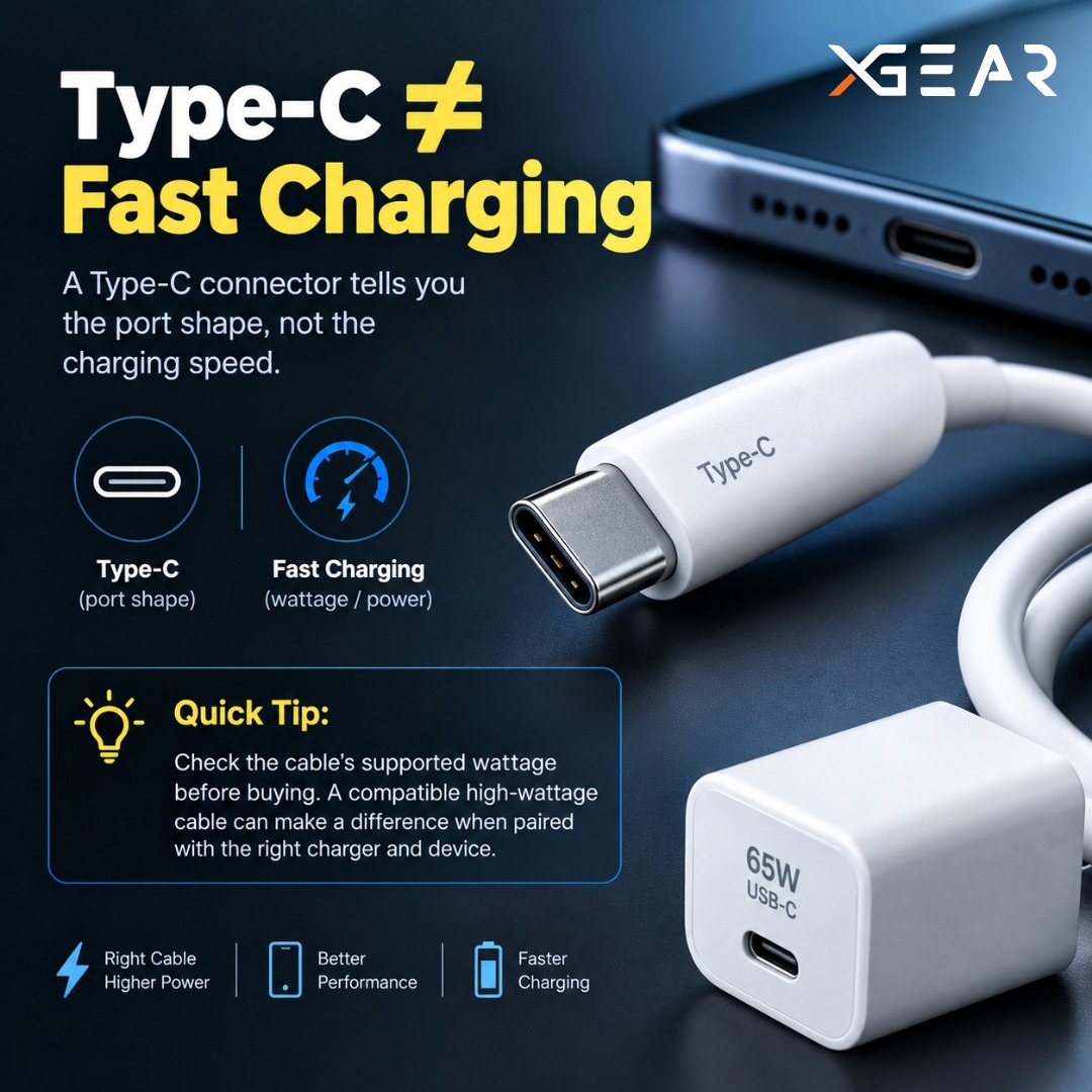 XGearOfficial's tweet photo. Not every Type-C cable charges at the same speed. π
The connector may look the same, but cables can support different charging speeds and power levels.
Before buying, check the cableβs wattage support. β‘
#XGear #TechTip #TypeC https://t.co/F889sRqYJR