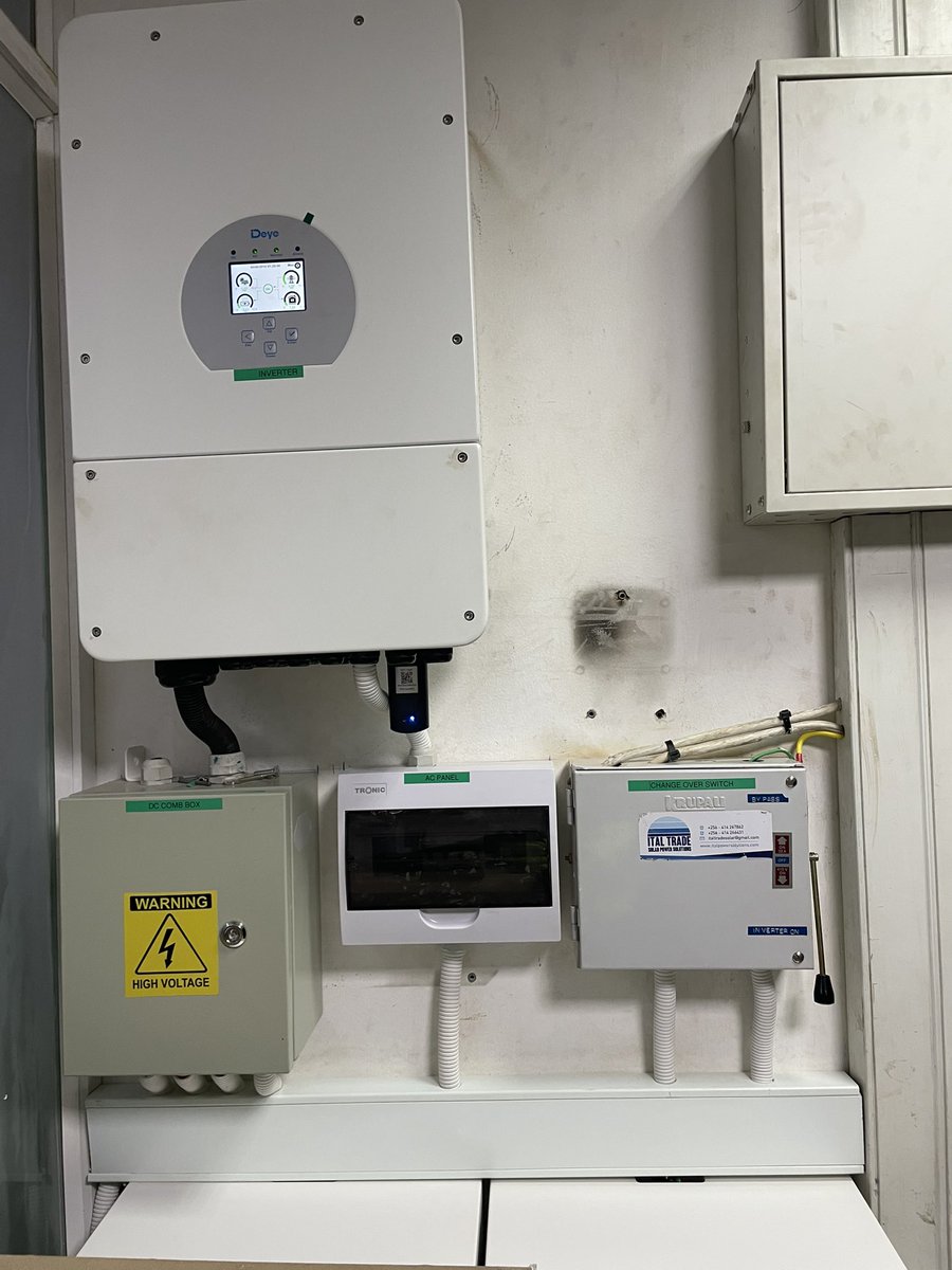 tigerproSolar's tweet photo. At TigerPro Solar, we are proud to announce the successful completion of a backup power solution for a data centre in Kampala, Uganda.

The system comprises: ☀️ 12kW Single-Phase Deye Hybrid Inverter
 ☀️ 32.15kWh Dyness Battery Storage System (2 × 16.076kWh Dyness PowerBrick units)
 ☀️ Balance of System (BOS) components engineered for optimal performance and reliability

This installation ensures uninterrupted power supply, providing the client with reliable 24/7 backup power. Previously, power outages would cause server switches to shut down, resulting in downtime while waiting for the generator to start. Unlike conventional generators that experience a startup delay, the hybrid inverter responds instantly, ensuring seamless power continuity for critical operations.

Power interruptions, whether planned or unplanned, can result in operational disruptions, lost productivity, and financial losses. Is your business prepared?

Whether you're looking for a backup power solution or a fully autonomous solar energy system, TigerPro Solar has the expertise to design and deliver a solution tailored to your needs.

📞 Get in touch with us today and let us help keep your business powered when it matters most.

#EverythingSolar #Solar4All #TigerProSolar #SolarEnergy #BatteryStorage #EnergySecurity #BusinessContinuity #UgandaSolar #DataCentreSolutions #RenewableEnergy