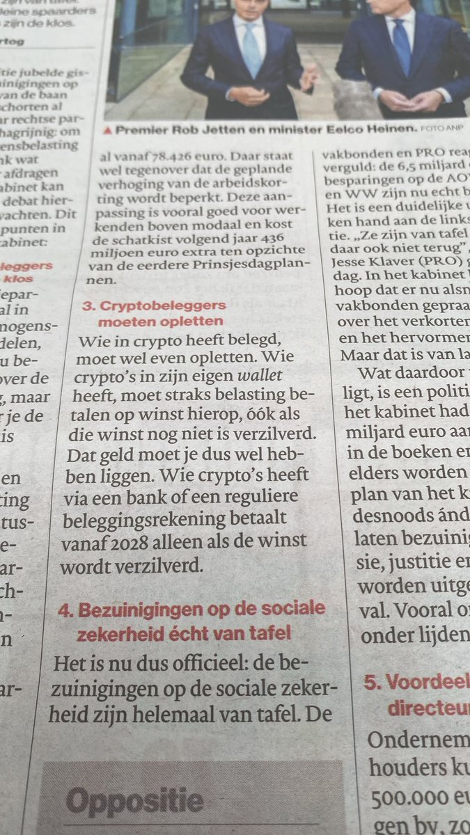 cryptaxpt's tweet photo. 🚨In the Netherlands, you are now required to report crypto held in cold storage and pay taxes on unrealized gains 🇳🇱

A family member recently reached out asking, "What should I do?"

While this isn't legal advice, I personally wouldn't declare it if I were a Dutch resident. Telling a government heavily infiltrated by organized crime that you keep crypto stored at home sounds like a security nightmare. 

The Netherlands has suffered multiple high-level data breaches, and criminal influence in local politics is a documented issue.

If I lived in the Netherlands, I would NOT declare crypto held in cold storage. Again, not legal advice.