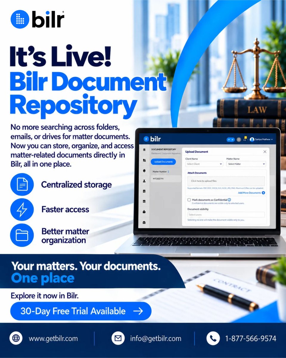 get_bilr's tweet photo. ๐ Now Live: Bilr Document Repository
Store, organize, and access matter documents in one place.
๐ Centralized storage
โก Faster access
โ
Better organization
๐ Explore Bilr
30-Day Free Trial Available
#LegalTech #MatterManagement #Bilr https://t.co/7C2CRZwwVk