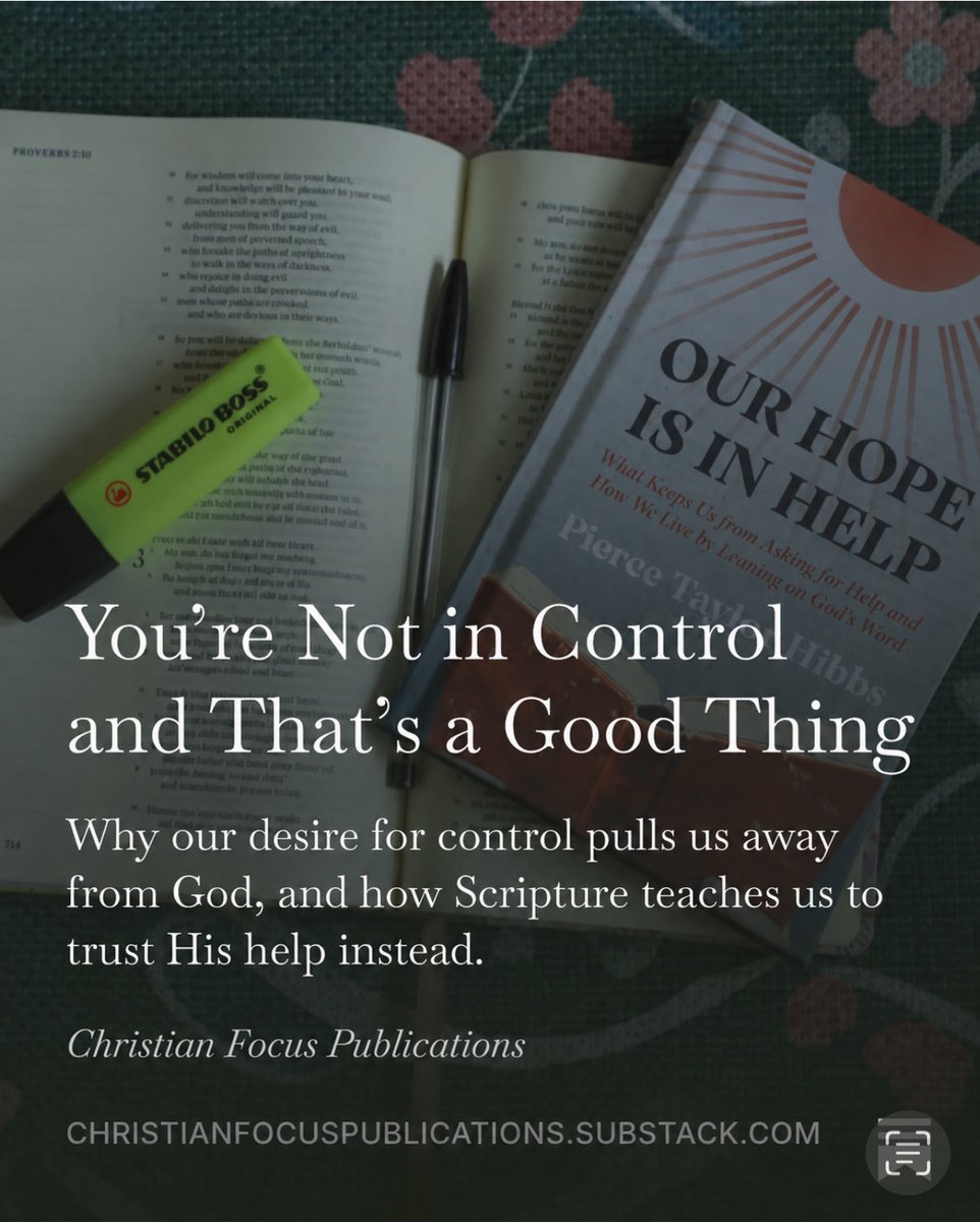 Christian_Focus's tweet photo. We like to think being in control will make us secure. But what if our desire for control is actually part of the problem? @HibbsPierce explores autonomy, Genesis 3, and why Scripture presents dependence on God not as weakness, but as the way we were made to live.

Read the full piece: https://t.co/B6H5BrK3Cr

Order now: https://t.co/OtdayXwsld