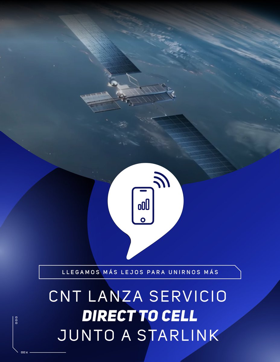CNTinforma's tweet photo. ¡Ecuador rompe las fronteras de la conectividad! 🛰️🇪🇨   
Junto a @Starlink, lanzamos la tecnología Direct to Cell (D2C). Ahora tu celular tendrá señal satelital en zonas remotas de difícil acceso, sin antenas ni equipos extra.   
Lee el boletín aquí: https://t.co/NXaqAybOUB https://t.co/JcTTpaAayb