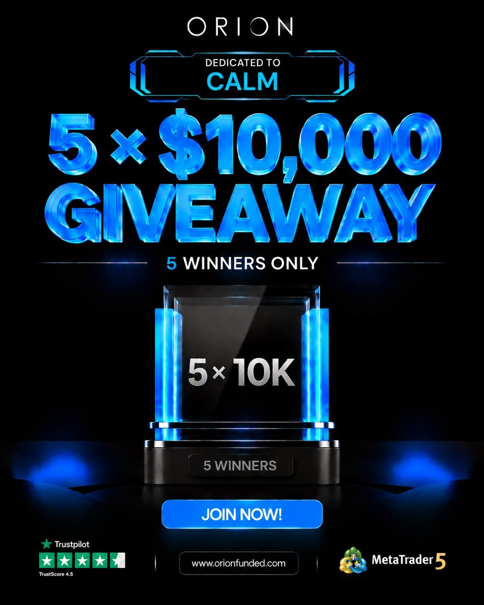 Calm__Trader's tweet photo. 🚨 $50,000 ORION FUNDED GIVEAWAY! 🚨

We’re giving away 5 × $10K funded accounts to the community! 🔥🔥

HOW TO ENTER:
1️⃣ Follow @OrionAffiliates
2️⃣ Follow @orionfundedcom
3️⃣ Follow @Calm__Trader
4️⃣ Like & repost this post
6️⃣ Tag 3 friends

You could be one of 5 winners walking away with a $10K account! 💰

Good luck, traders! 🏆