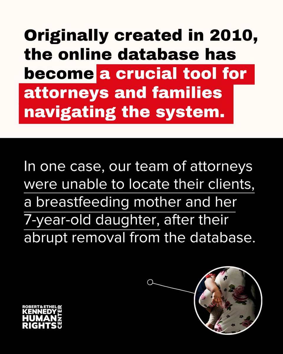 Kennedy_HRC's tweet photo. 1/ On September 15, 2026, ICE quietly adopted a policy of removing the locations of thousands of individuals with final orders of removal from the Online Detainee Locator System (ODLS).

This unprecedented policy change, designed to allow the swift deportation of people without access to counsel, the courts, or due process, has resulted in the United States government’s enforced disappearance of thousands of people in its custody.
