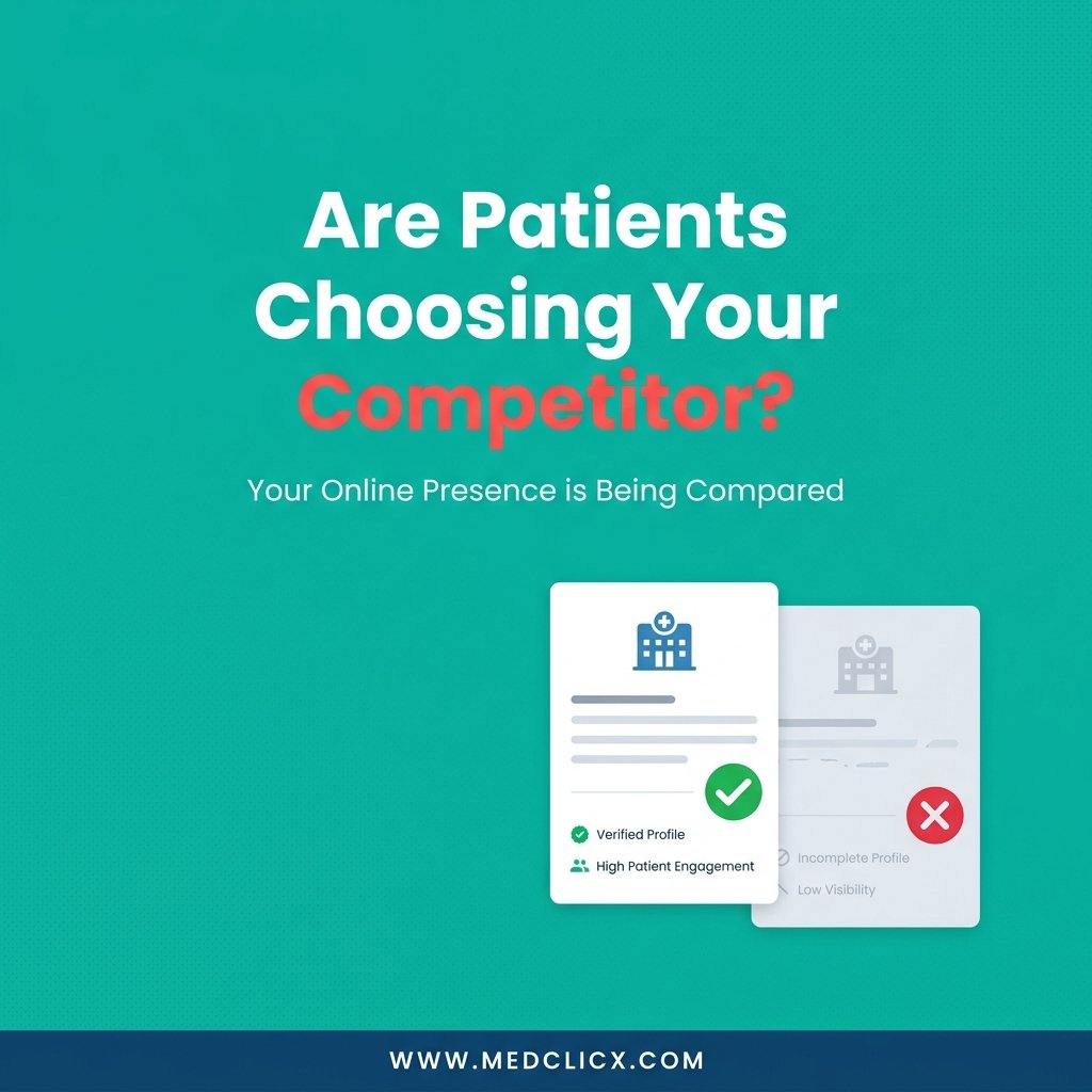 medclicx's tweet photo. Patients may be comparing your clinic with competitors before they ever contact you.

If your service pages lack useful information, your reviews are limited, or booking feels difficult, they may move on to another practice.

Request a free audit!
#MedClicx #MedicalSEO #Marketing https://t.co/IxwLdkDTPM