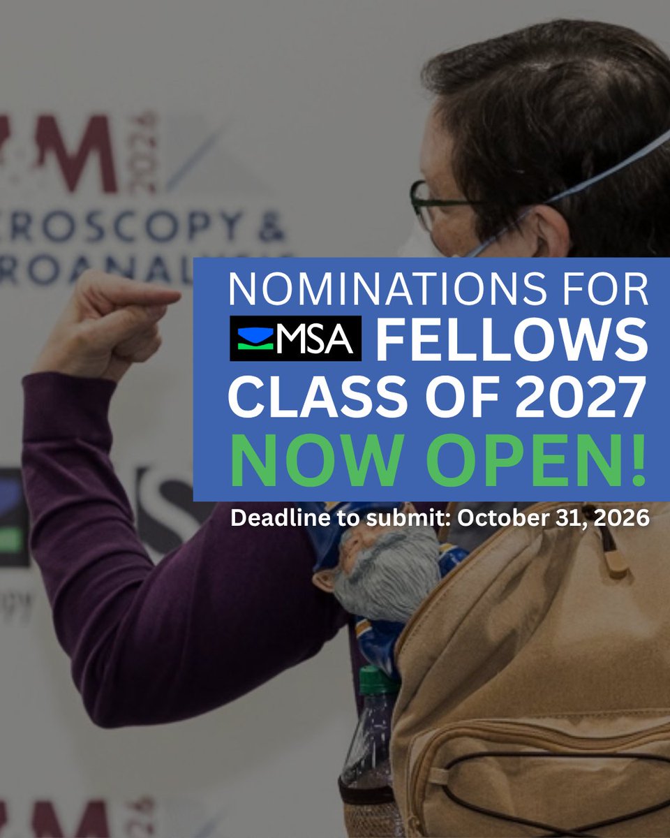 MicroscopySoc's tweet photo. Help recognize individuals whose sustained contributions have advanced #microscopy and #microanalysis and strengthened our scientific community.
Deadline to submit nominations: October 31, 2026.
Submit your nomination today: https://t.co/qBvNEMgyIC
#MSAFellows #MSAAwards https://t.co/jEiijvZvRg