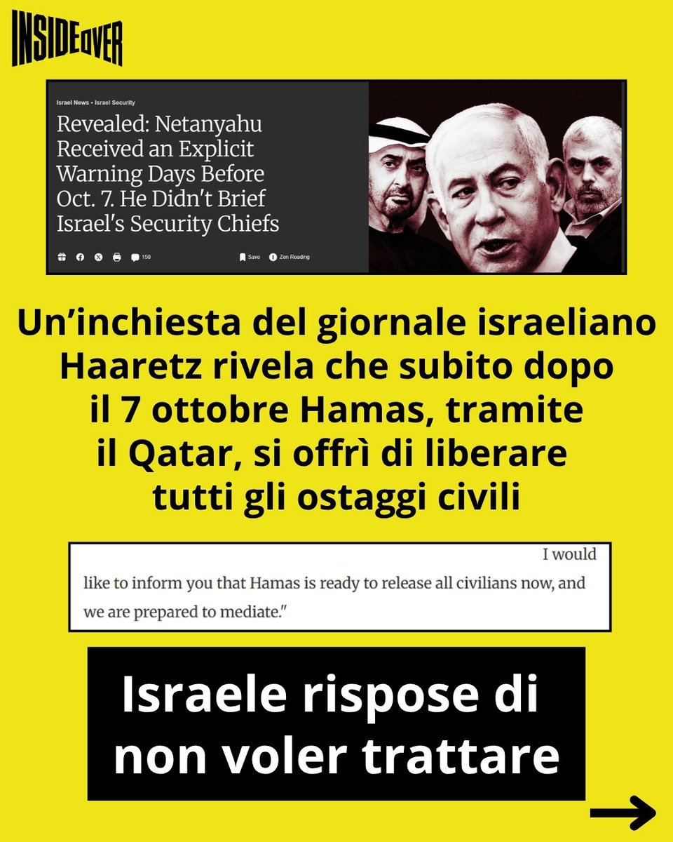 fabbjusufbis's tweet photo. La vera notizia è che i media occidentali non vi hanno mai fatto ascoltare le dichiarazioni del portavoce Abu Obeida, che fin dal 7 ottobre offrì di liberare gli ostaggi.
Il resto del mondo lo sapeva già 🥱 https://t.co/aV8amltrdz