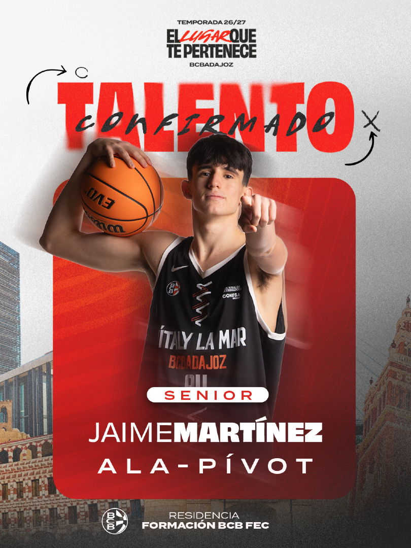 BCBBadajoz's tweet photo. 🚀𝗧𝗮𝗹𝗲𝗻𝘁𝗼 𝗖𝗼𝗻𝗳𝗶𝗿𝗺𝗮𝗱𝗼 | Jaime Martínez

El ala-pívot placentino,de 2,02m, renueva con el IREN BCB en su primer año senior.

Jugador ágil,, reboteador y grandes cualidades defensivas.

Impulsado por @fecsfc 

#ElLugarQueTePertenece #TalentoBCB https://t.co/RV56FrPsaM