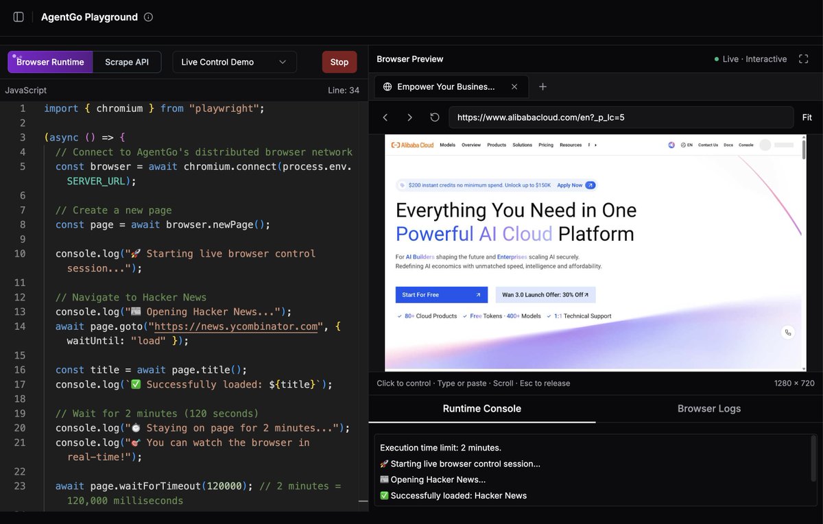 AgentGo_Browser's tweet photo. We ran the same page through OpenAI dot and AgentGo.
https://t.co/XXMB6IleCa
In this run, dot did not open it. AgentGo loaded it.
What changed was the browser session, not the model. Try it from the walkthrough above.
#AgentGo #AIAgents #OpenAIdot https://t.co/i3uKuPPyHm
