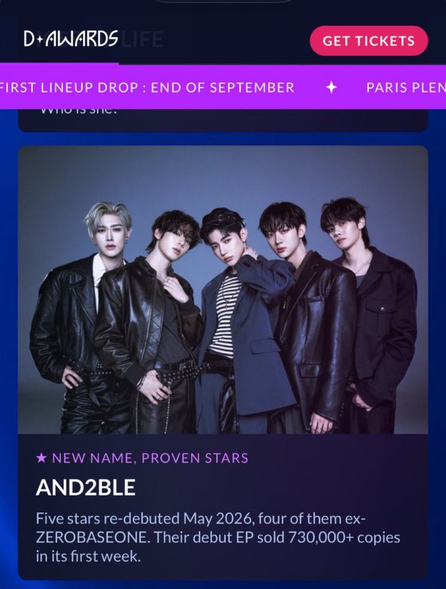 a2b1popbase's tweet photo. AND2BLE have been announced for the lineup of the D Awards in Paris on January 15-16. https://t.co/sSjW5mdhd3