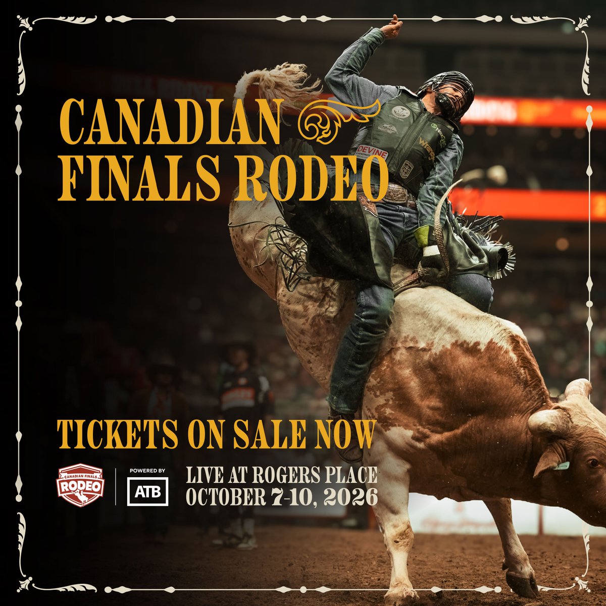 RogersPlace's tweet photo. ONE WEEK AWAY! 🤠 The Canadian Finals Rodeo is live at Rogers Place from October 7-10 and YOU can lock in the best seats in the house. Reserve your loge seats today and enjoy upgraded comfort, food and drinks delivered to your seat, and premium amenities.

https://t.co/ByR7Lu4sch https://t.co/xIE6wS2kvY
