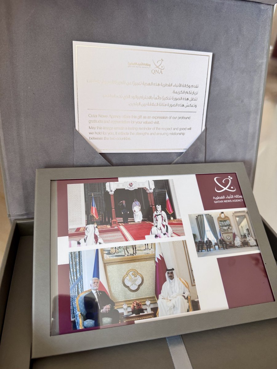MartaHushk's tweet photo. The information 🗞️ that shapes how we see the world 🌍 has to start somewhere. Today, I had the opportunity to go behind the scenes at the Qatar News Agency, meet with Director-General Ahmed bin Saeed Al-Rumaihi, and learn more about the people who gather and share the news we rely on every day.

Of course, media cooperation between our two countries 🇨🇿🇶🇦 was also on the agenda.

And on a personal note — as a special gift, I received this photo memory from President Pavel’s visit to Qatar in January 2024. I was part of his delegation, and it was my very first taste of 🇶🇦.

At the time, I had no idea that Doha would one day become my professional destination. 🙏🏻✨

@CzechDoha @mzvcr @CTK_news