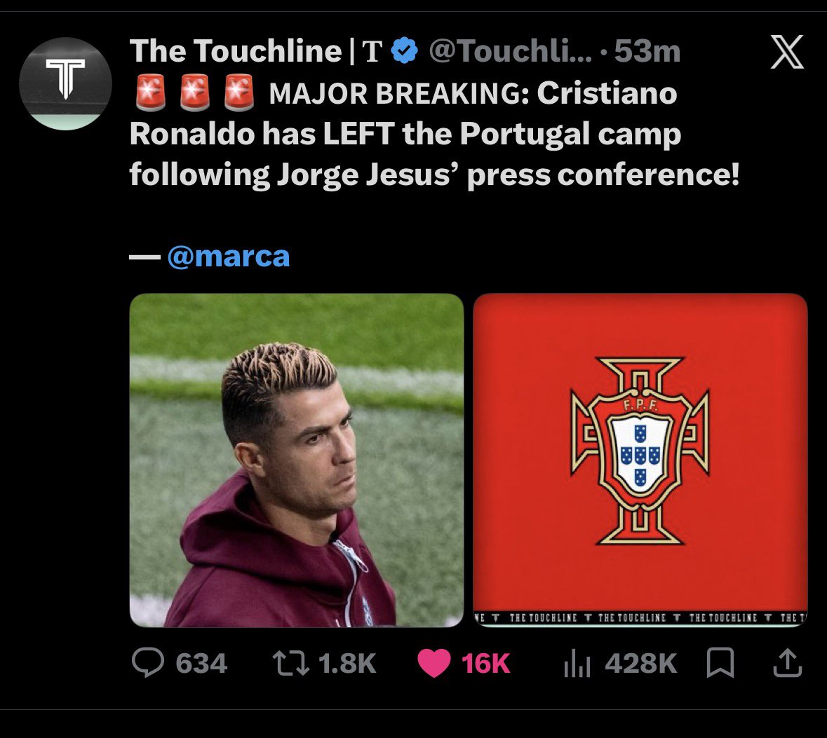 bayern_MOB's tweet photo. I thought jorge jesus just told us there was no issue few minutes ago, why is ronaldo leaving?? 😂💀 https://t.co/WrAnwOZYLV