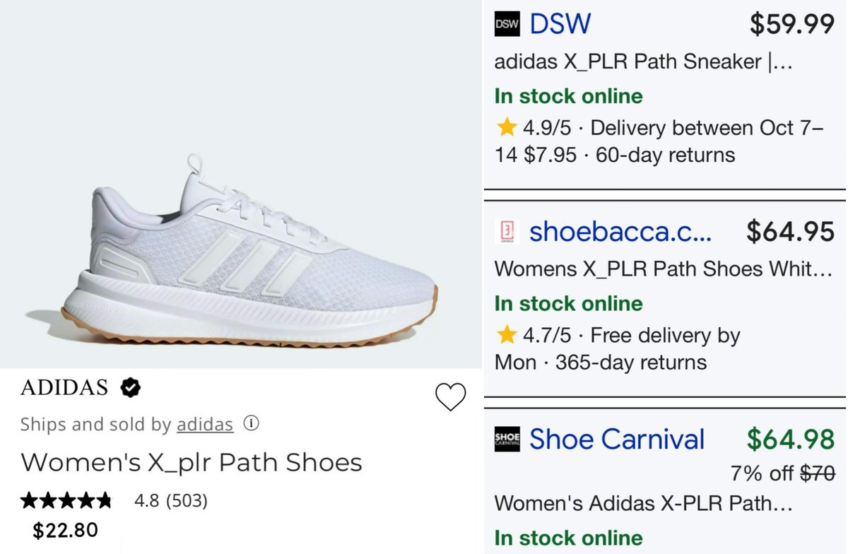 Pricerrors's tweet photo. CODES STACKING ON ADIDAS WOMEN'S SHOES

Code 'ADIDAS40' drops the $65 pair to $22 at ShopSimon

https://t.co/3hTS2jPh3j #ad

Plus 'FREESHIPSD' makes shipping free on new accounts

Costs $60+ everywhere else https://t.co/oUq7Nx18Zd