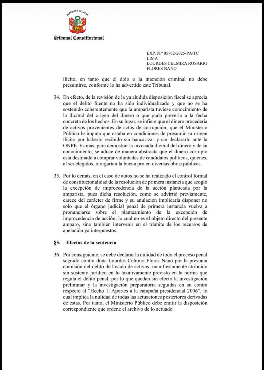 Epicentro_TV's tweet photo. 🔴 #ÚLTIMO | El Tribunal Constitucional declaró fundada la demanda de amparo de Lourdes Flores Nano y anuló actuaciones fiscales vinculadas a la investigación por los aportes a su campaña presidencial de 2006. https://t.co/RtdbyM1MzE