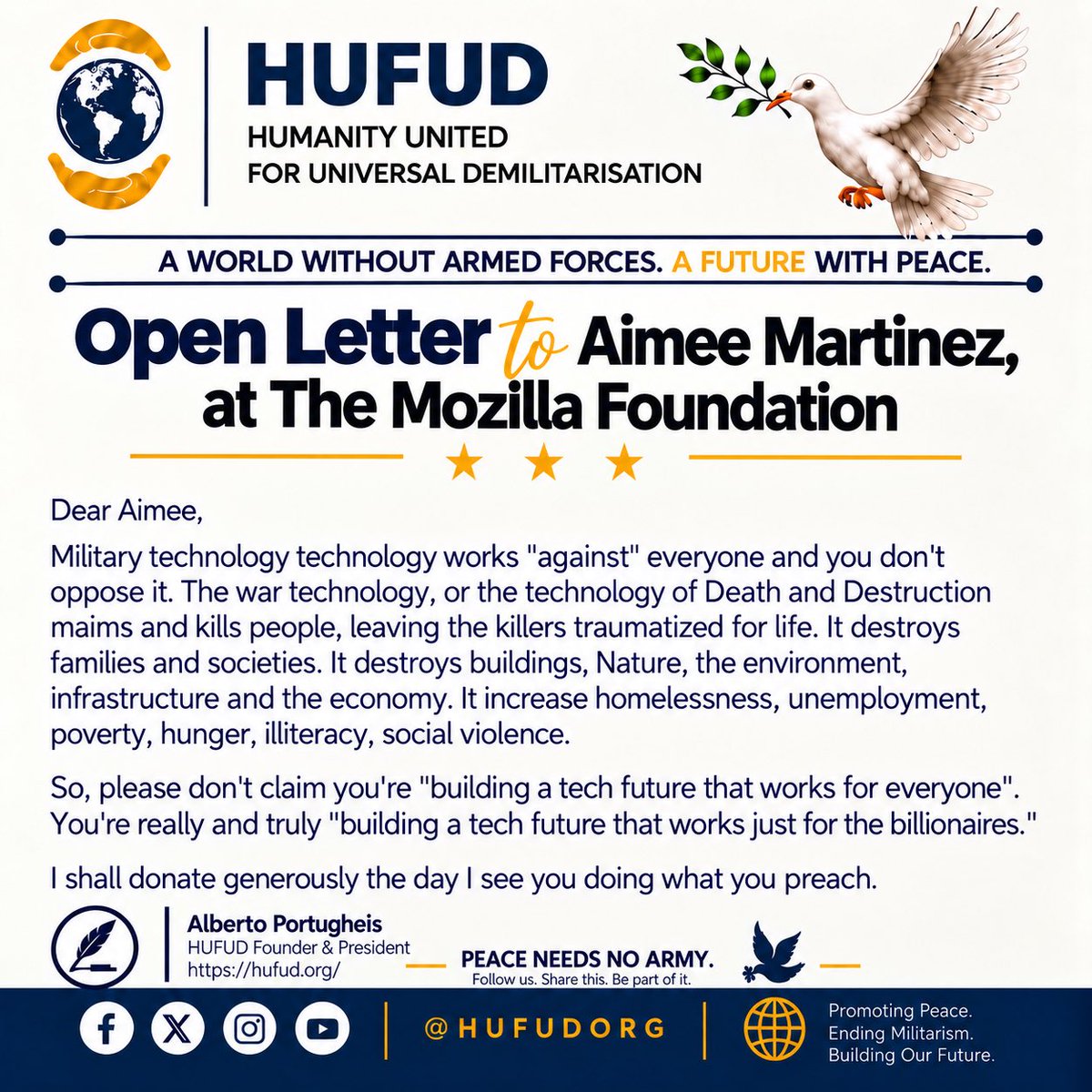 Hufudorg's tweet photo. #HUFUD
#MozillaFoundation
#MilitaryTechnology
#EndMilitarism
#PeaceNeedsNoArmy https://t.co/aGqc1IVDfu