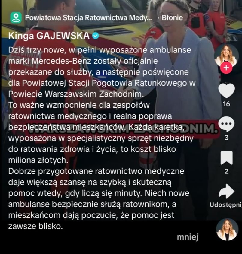 JWolska1971's tweet photo. 🚨Pani Kinga Gajewska  przekazała ambulansy do powiatu z ktorego startuje.
Cóż wybory tuż tuż..‼️

Foto od @szachmad https://t.co/7zF1ZdO2tC