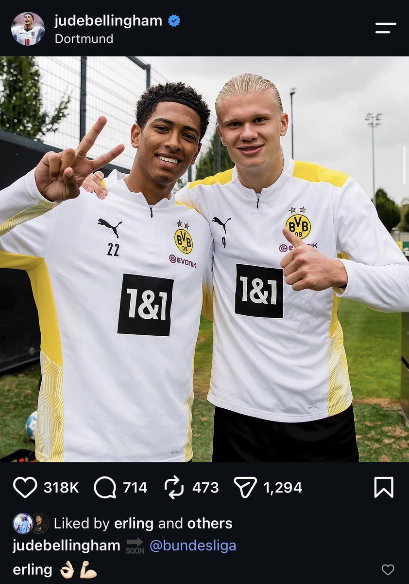 golden_acount's tweet photo. So I was stalking Jude Bellingham old posts when he was on the BVB, and omg I found A LOT OF HAALINGHAM POST😭.

They actually loved each other so so bad that’s so cute stop…

#haalingham https://t.co/Ck2RCXgsIS