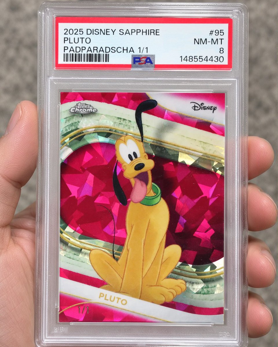 altxyzofficial's tweet photo. This is one of the best Pluto cards ever made.

This is the 2025 Topps Chrome Disney Sapphire Padparadscha 1/1, and it ends Thursday night in Alt Auctions.

Bid here: https://t.co/kBlM3Fyn8s https://t.co/3HADo9n2ay