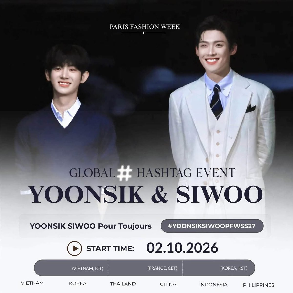 Trang_yssw's tweet photo. 윤식과 시우가 함께하는 파리라니, 너무 특별하다.

YOONSIK SIWOO Pour Toujours

#YOONSIKSIWOOPFWSS27 https://t.co/PB5w5BHgqL