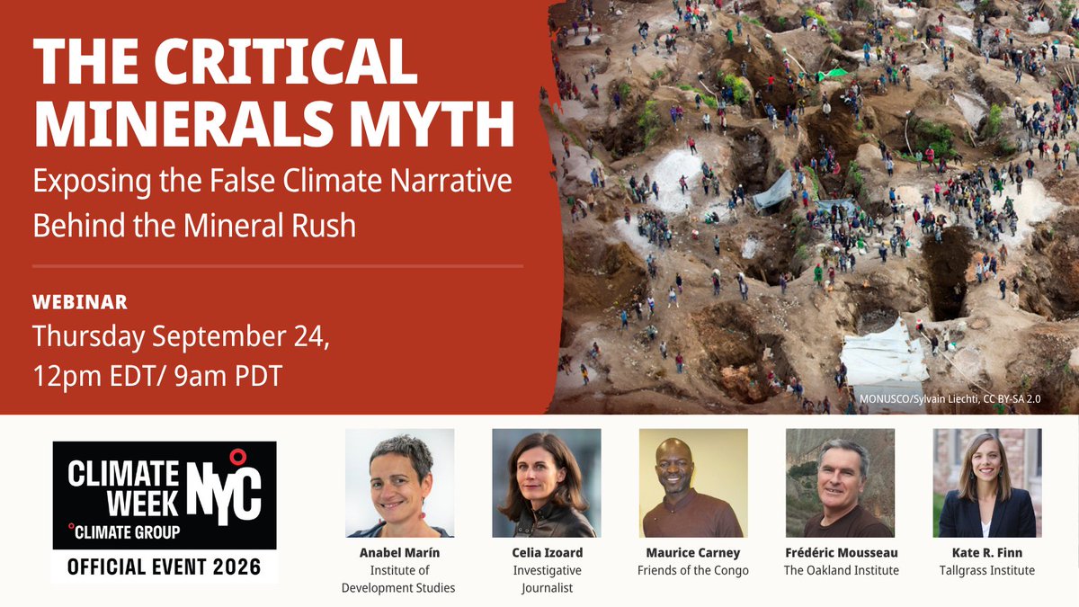 oak_institute's tweet photo. Critical Minerals Myth Webinar recording now available!

If you missed last week’s deep dive exposing the false climate narrative behind the mineral rush, watch it here &amp; share widely:

@Mittaloak @SIRGECoalition @tallgrassinst @congofriends @IDS_UK @FredMousse https://t.co/eYWLDLkWRZ