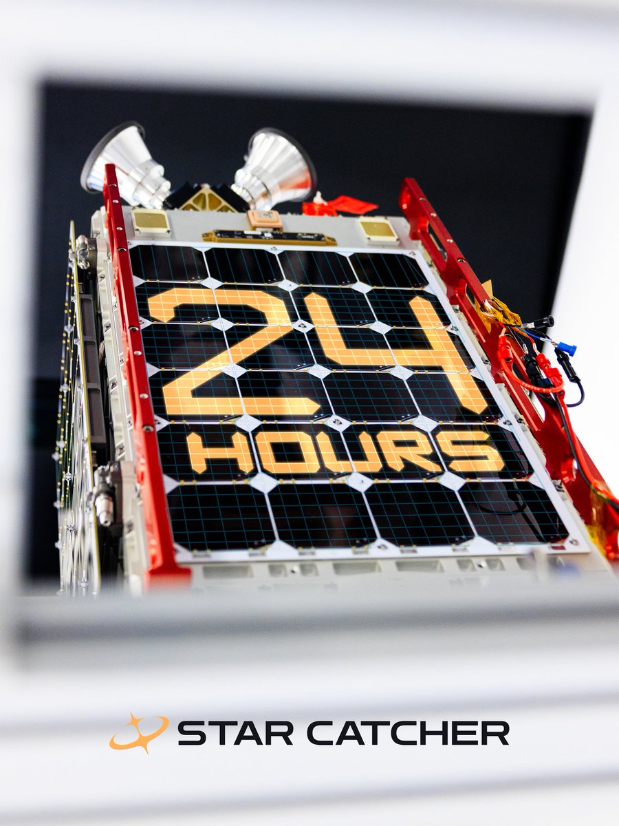 StarCatcherInd's tweet photo. T-24 hours until Protostar launches on SpaceX's Transporter-18!

This is our prototype power node to test our end-to-end tech stack in orbit. Upon completion, this will be the world’s first optical power beamed between two free-flying spacecraft. 

This technological advancement will enable on-demand wireless power transmission and act as the foundation of Star Catcher’s orbital energy grid. 

Follow along for more! Livestream link: https://t.co/gFCItCCDZB