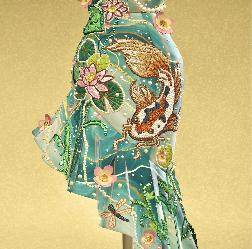 vampikoi's tweet photo. a koi fish dress made by a koi fish 🐠#dressmaker https://t.co/jTi9IYn4Xv