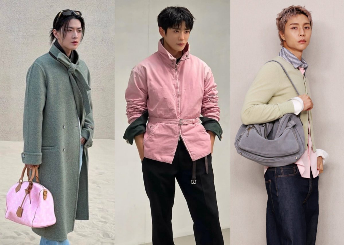 NCT20RESONANCE's tweet photo. omg they are now a trio in this SS27 looks 🩷💚 love this color combination!! 

  #YUTA      #JAEHYUN       #JOHNNY 
       LV               PRADA       Acne Studios https://t.co/qV1pS8f17s